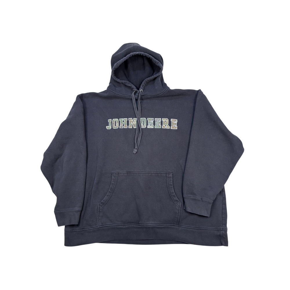 John Deere Hoodie XXL Mens Camo Logo Pullover Sweatshirt Black‎